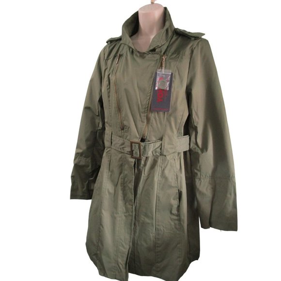 Yoki Collection Outerwear Military Flight Suite Inspired Trench Coat Ladies L - Picture 11 of 16